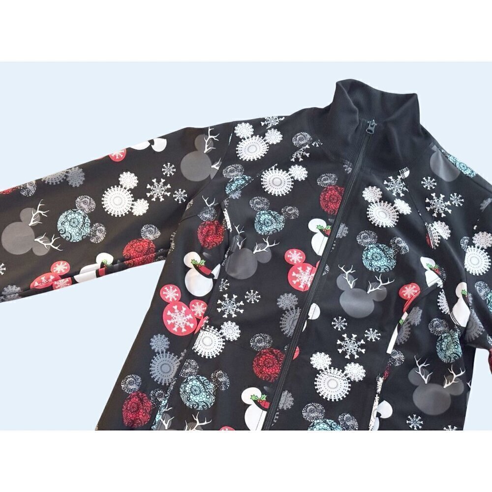 DISNEY Holiday Winter Themed Zip Up Track Jacket Size SM